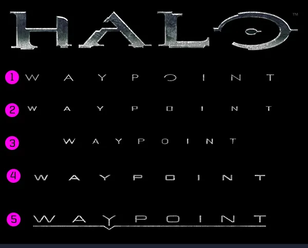 Typography explorations for the Halo Waypoint logo